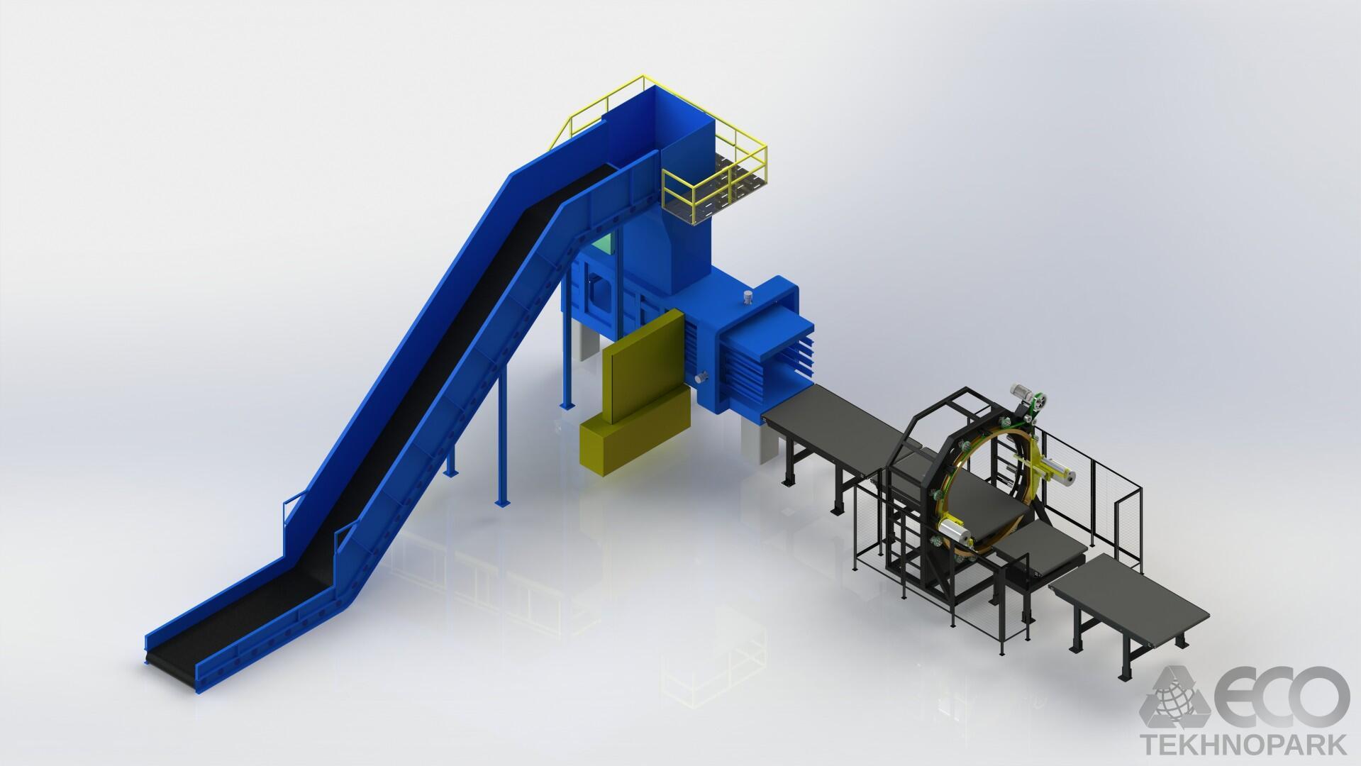 Solid waste baling press