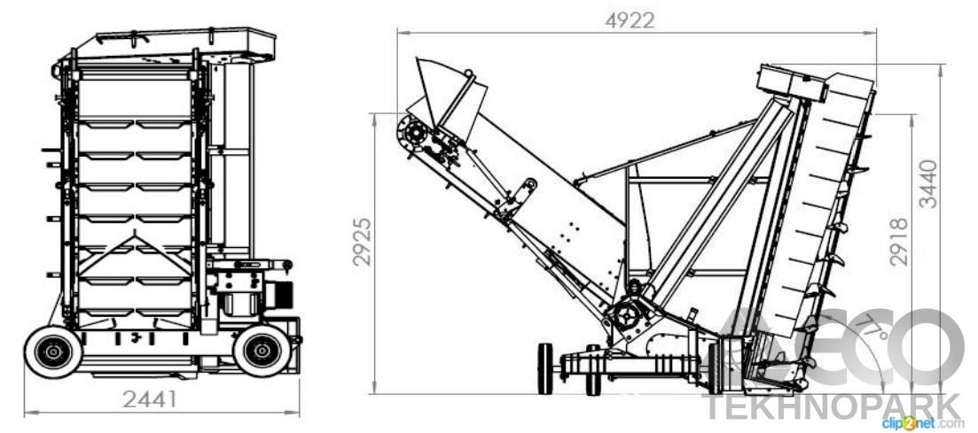 Tractor-pulled compost turner TBU 3P